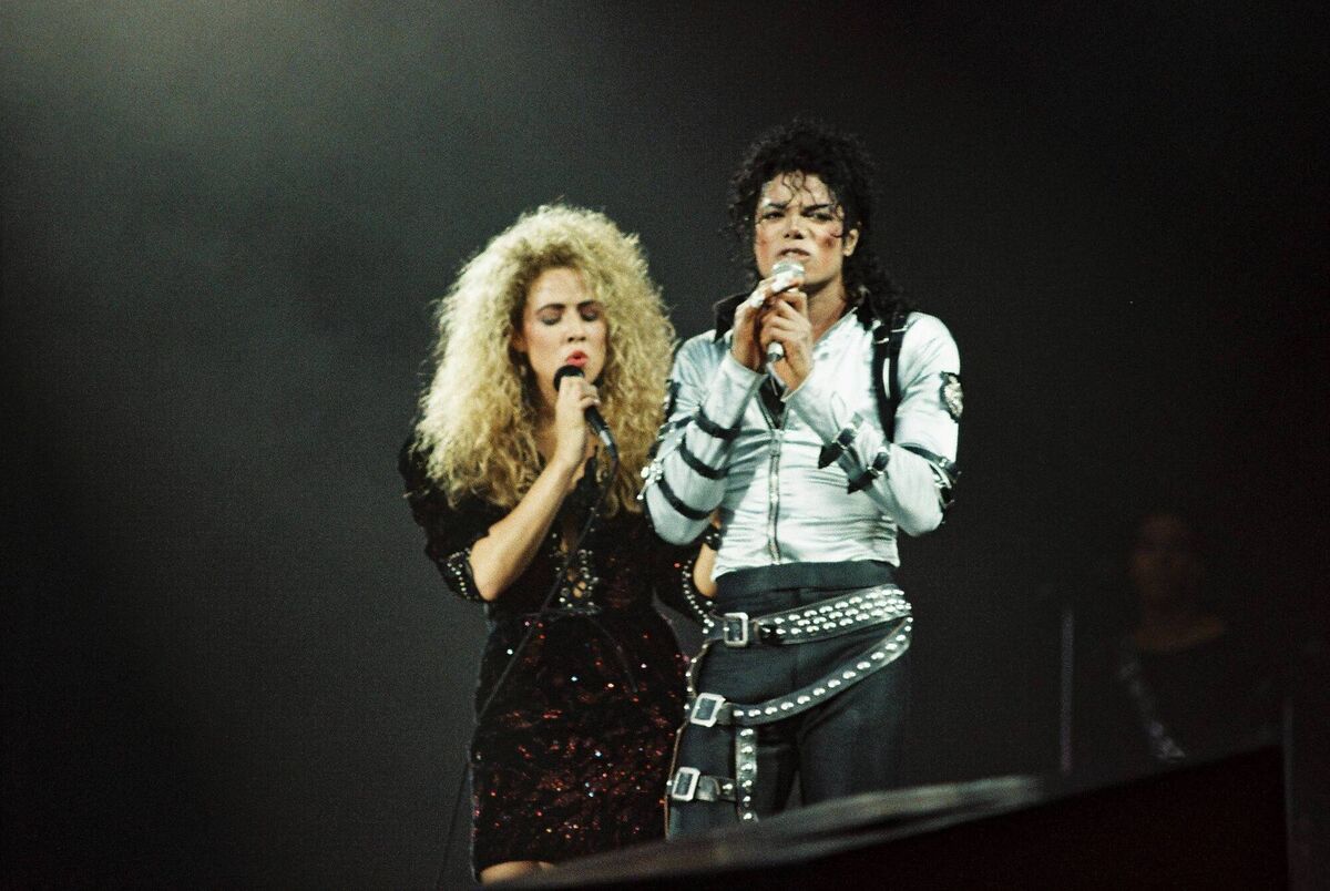 Sheryl Crow joins Michael Jackson at Wembley Stadium in London, a week before the Cork gigs. Picture: Pete Still/Redferns