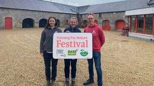 <p>(Left to right) Grace Clarke, Farming for Nature Festival events assistant, Lydia Lishman, Farming for Nature Festival coordinator, and David Walsh Kemmis of Ballykilcavan Farm and Brewery which will host the two-day festival.</p>