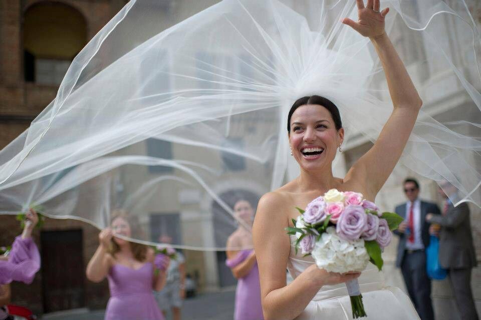 Caroline Morahan on her wedding day in Tuscany.