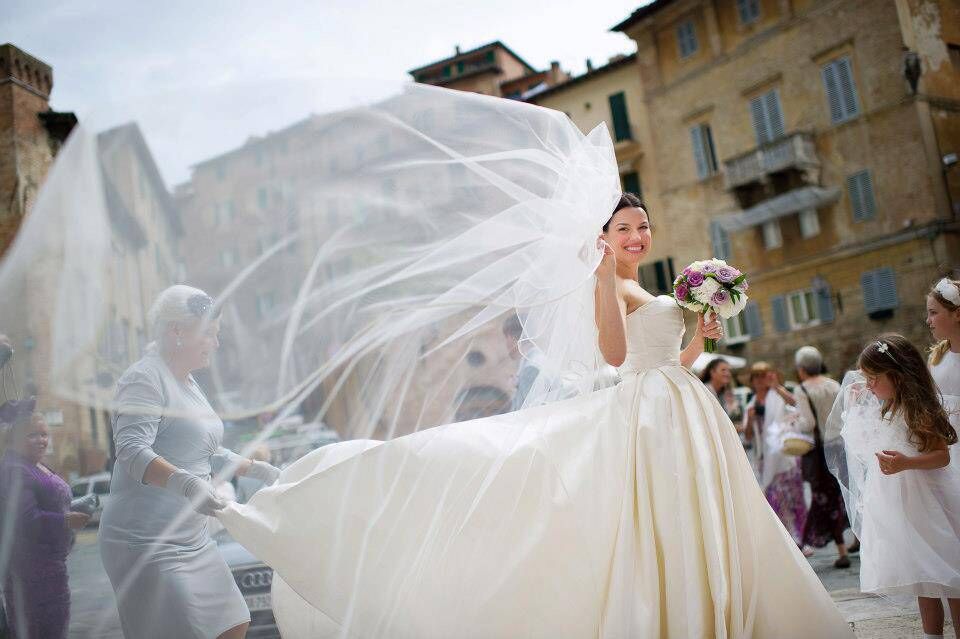 Caroline Morahan on her wedding day in Tuscany.