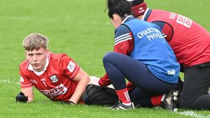 <p> RULED OUT: Cork's Dara Sheedy got injured against Kerry. Pic: Eddie O'Hare.</p>