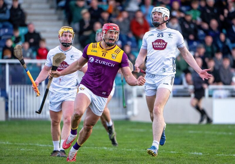 Lee Chin of Wexford celebrates after scoring a goal against Kildare. Pic: ©INPHO/Andrew Paton