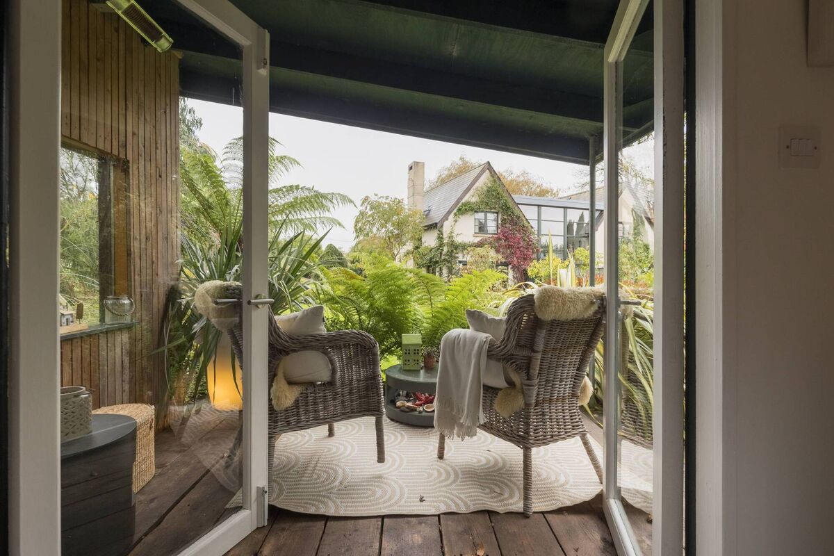 The couple adore spending time in their outdoor room. 