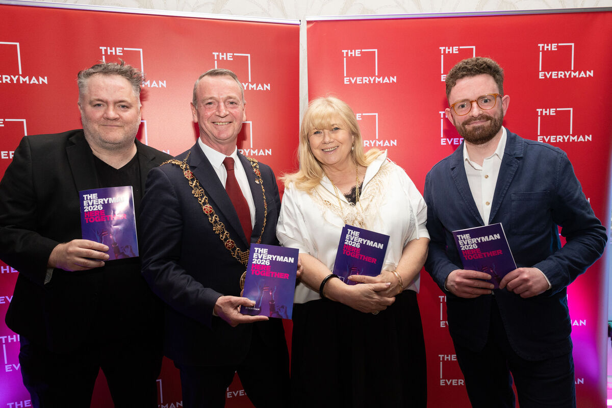 Cork lord mayor Cllr Fergal Dennehy with Everyman artistic Director Des Kennedy, Breda Cashe, chair, and Brian Fenton, executive director of the Everyman. Photo: Darragh Kane