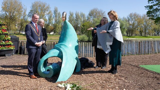 <p>(Left to right) Lord mayor of Cork Cllr Fergal Dennehy, Valerie O'Sullivan, chief executive of Cork City Council, Gerasko Larysa, ambassador of Ukraine to Ireland and Adi Roche, Chernobyl Children International at the unveiling of the ‘Chornobyl Mother’ sculpture in Cork's Marina Park to mark the 40th Anniversary of the Chornobyl Nuclear Disaster. Photo: Darragh Kane</p>