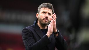 <p>Manchester United manager Michael Carrick applauds the fans. Pic: Martin Rickett/PA Wire.</p>
