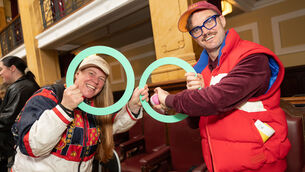 <p>(Left to right) Noelle O’Regan and Cormac Mohally of UpDown Circus at the launch of the Cork Life Long Learning Festival which runs from Wednesday, April 22, to Wednesday, April 29. Photo: Darragh Kane</p>