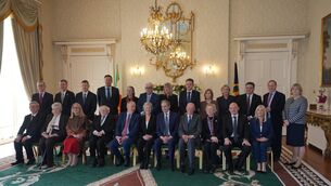 <p>Members of the Council of State at Áras an Uachtaráin in Dublin, for a meeting with President Catherine Connolly. Picture: Niall Carson/PA Wire</p>