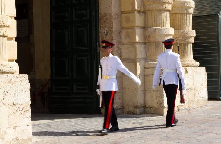 The changing of the guard outside the Grandmaster's Palace in Valetta