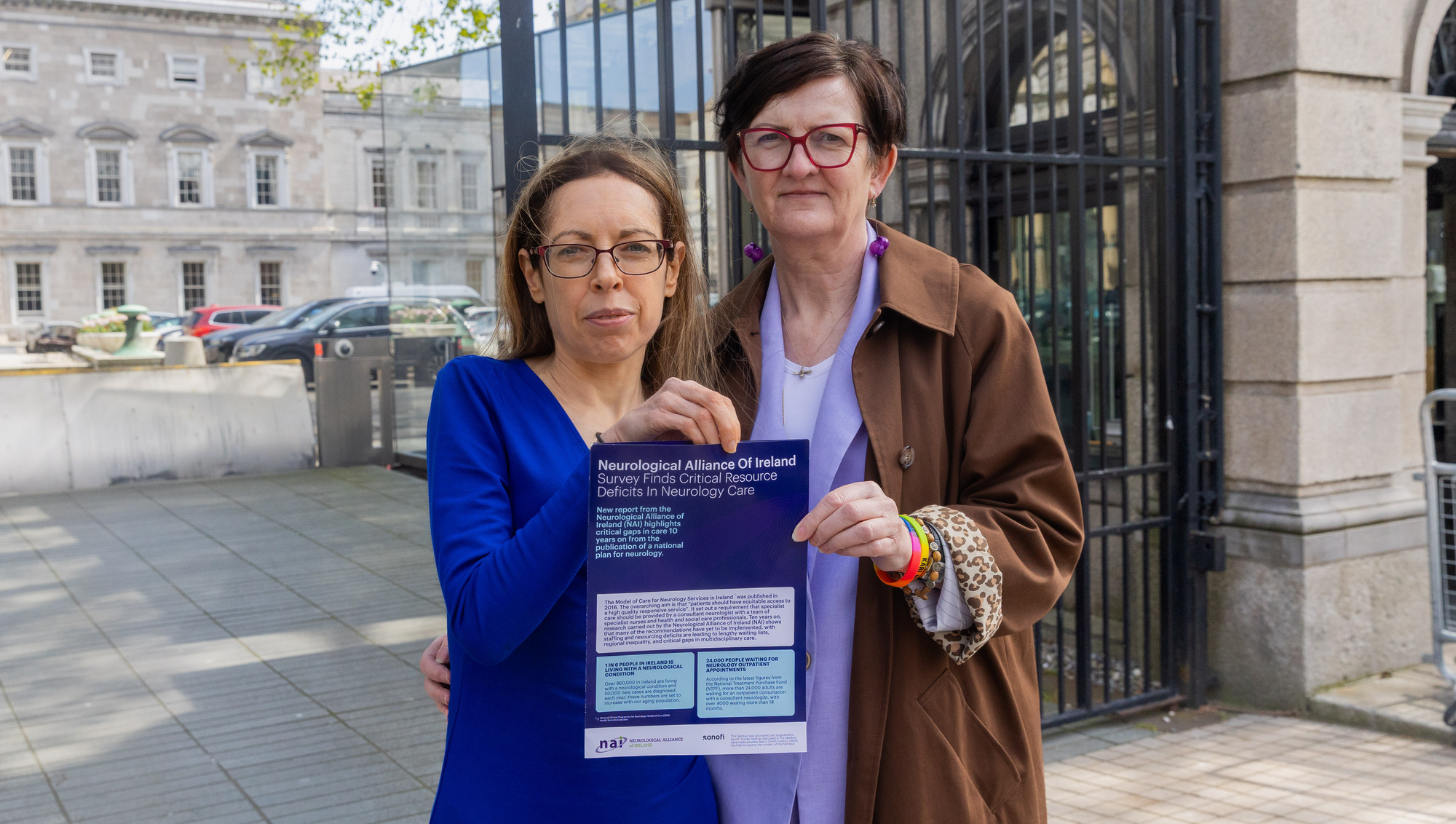 Mags Rogers  and Brenda O Connell outside Leinster House. Picture: Gareth Chaney