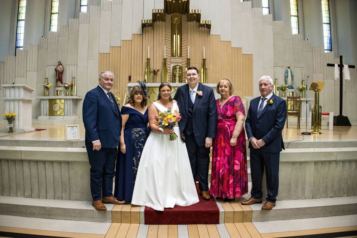 Stephanie Cotter and Ryan Ahern with Elizabeth and Aidan Cotter and Mary and Pat Ahern.