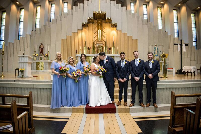 Stephanie Cotter and Ryan Ahern with their wedding party.