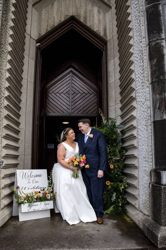 Stephanie Cotter and Ryan Ahern outside the Church of Christ the King, Turner’s Cross