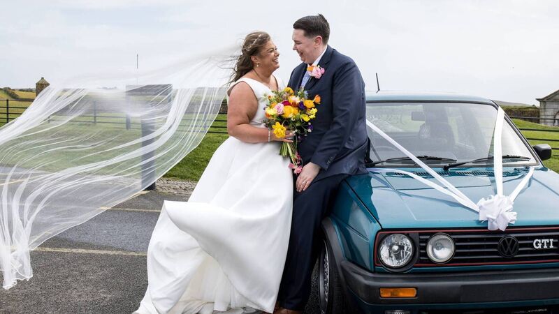 Wedding of the Week: ‘We had a pamper morning while the lads cleaned our car in the rain’