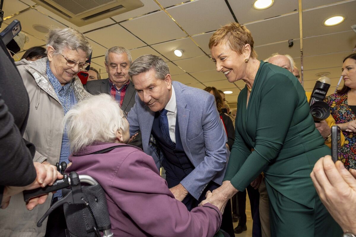 Daniel and Majella O'Donnell meet Sister Mary Kinlan at Newbridge Silverware. Picture: Conor Healy / Picture It Photography