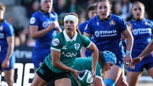<p>ON TARGET: Ireland's Emily Lane fires a pass against Italy. Picture: INPHO</p>