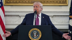 <p>President Donald Trump speaks during an event for NCAA national champions in the State Dining Room of the White House, Tuesday, April 21, 2026, in Washington. (AP Photo/Alex Brandon)</p>
