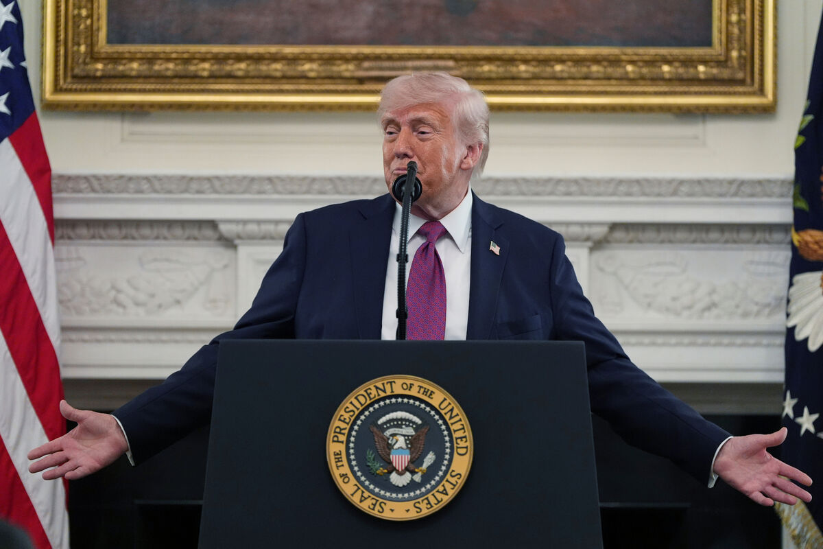 President Donald Trump speaks during an event for NCAA national champions in the State Dining Room of the White House, Tuesday, April 21, 2026, in Washington. (AP Photo/Alex Brandon)