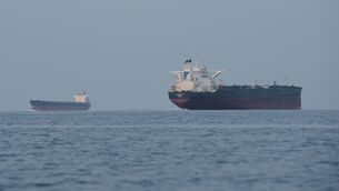 Tankers anchored in the Strait of Hormuz (Asghar Besharati/AP)