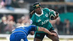 <p>GREEN WAVE: Ireland's Linda Djougang in action against Italy. Picture: INPHO/Dan Sheridan</p>