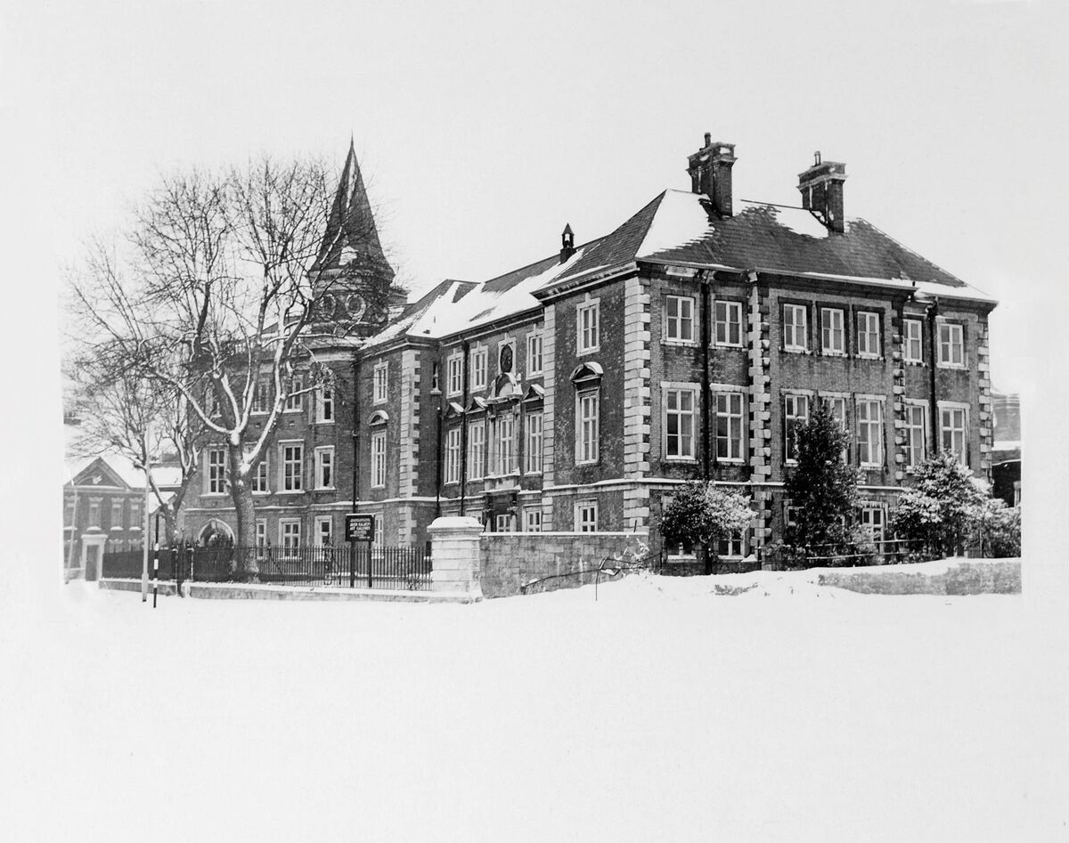 School of Science and Art, now the Crawford Gallery/former Custom House, was substantially added to by Arthur Hill. This early 1960s view was before the current Opera House was built directly alongside the gable (photo: courtesy Crawford Art Gallery)