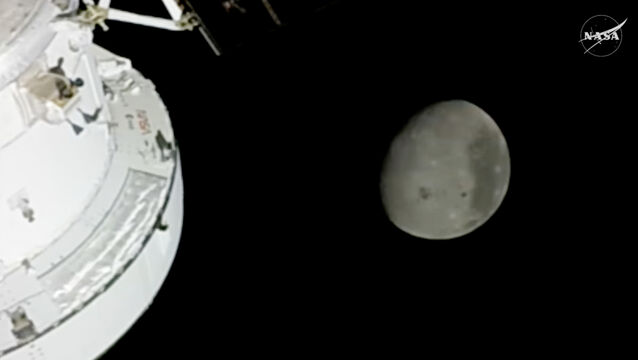 <p>A view of the Moon from Nasa’s Orion Spacecraft earlier this month. Picture: Nasa/AP</p>