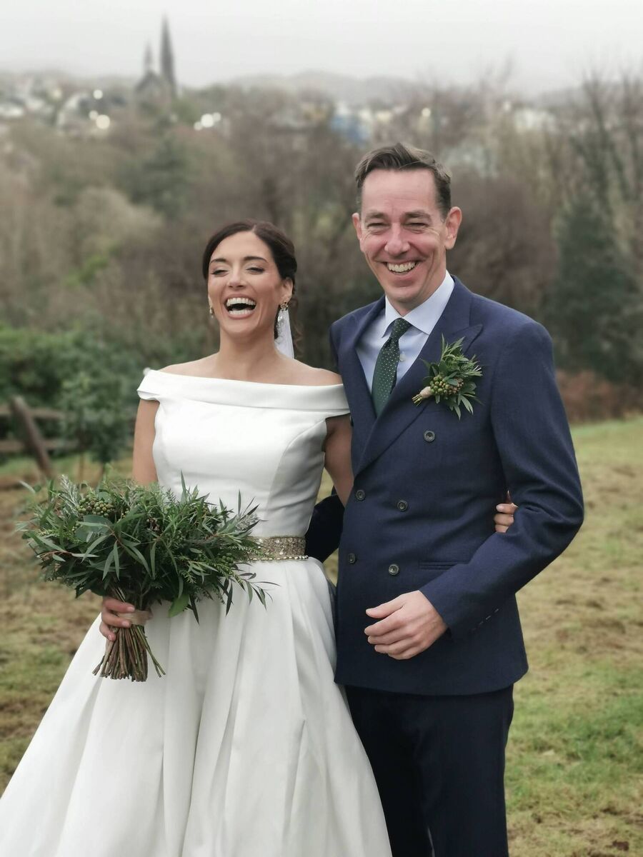 Ryan Tubridy and Clare Kambamettu on their wedding day at Abbeyglen Castle Hotel, Galway. Picture Aoife Herriott Ryan Tubridy and Clare Kambamettu on their wedding day at Abbeyglen Castle Hotel, Galway. Picture Aoife Herriott