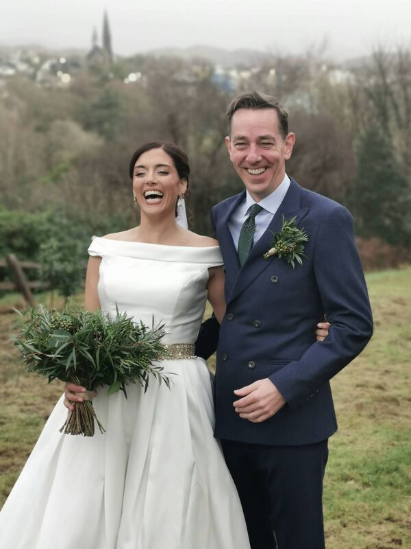 Ryan Tubridy and Clare Kambamettu on their wedding day at Abbeyglen Castle Hotel, Galway. Picture Aoife Herriott