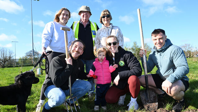 <p> Volunteers and families from Rotary Club of Cork planted approximately 50 native Irish oak trees in a grove beside Mahon Harbour Greenway, celebrating 100years of the Rotary Club in Cork. Two-year-old Emily Gallagher was one of the youngest volunteers, pictured with her mum Eileen. Included are her uncles Kevin and Sean Foyle, aunt Vivienne Foyle and grandparents Mary and John Foyle at the planting event. Picture: Larry Cummins</p>