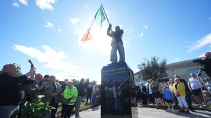 <p>The statue of Bobby Sands was unveiled last year in west Belfast. Picture: Brian Lawless/PA</p>