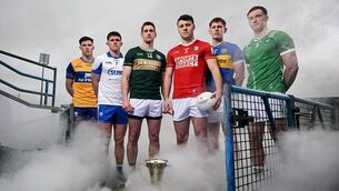 <p>Munster senior footballers from left, Cillian Rouine of Clare, Conor Murray of Waterford, Paul Geaney of Kerry, Daniel O'Mahoney of Cork, Paudie Feehan of Tipperary and Barry Coleman of Limerick. Pic: David Fitzgerald/Sportsfile </p>