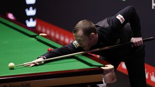 <p>LOCKED IN: Mark Allen during his match against Kyren Wilson (not pictured) on day eight of the Halo World Snooker Championship 2026 at the Crucible Theatre, Sheffield. Pic: Richard Sellers/PA Wire.</p>