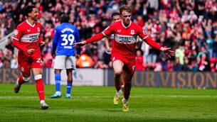<p>TOMMY TIME: Middlesbrough's Tommy Conway celebrates scoring his sides fifth goal during the Sky Bet Championship match at the Riverside Stadium, Middlesbrough. Pic: Owen Humphreys/PA Wire.</p>