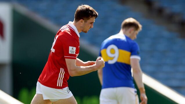 <p>ROLLING ON: Cork's Chris Óg Jones celebrates scoring a goal. Pic: INPHO/Laszlo Geczo</p>