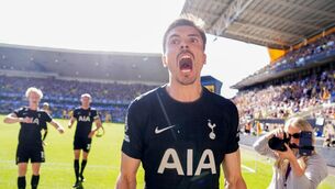<p>Tottenham Hotspur's Joao Palhinha celebrates scoring the opening goal during the Premier League match at Molineux, Wolverhampton.</p>