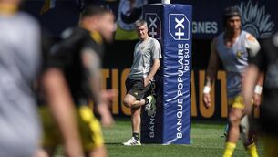 <p>CLOSE WATCH: La Rochelle's Irish head coach Ronan O'Gara (C) looks on prior to the French Top14 rugby union match between USA Perpignan and La Rochelle at the Aime-Giral stadium in Perpignan. Pic: Valentine CHAPUIS/AFP via Getty Images</p>