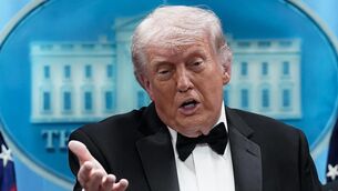 <p>President Donald Trump speaks in the James Brady Press Briefing Room at the White House after an incident at the annual White House Correspondents' Association Dinner in Washington. Picture: AP Photo/Jose Luis Magana</p>