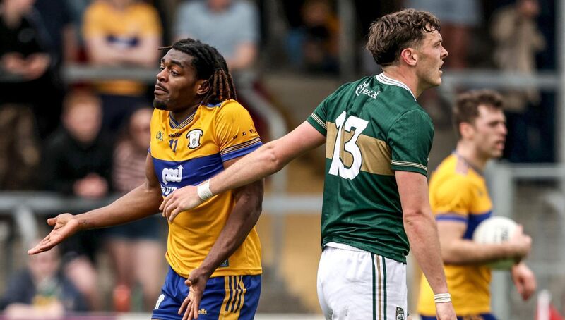 SCREEN TIME: Clare's Ikem Ugwueru and Kerry's David Clifford. Pic: INPHO/Dan Sheridan