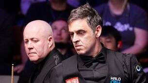 <p>OLD FOES: Ronnie O'Sullivan and John Higgins (left) during their match on day nine of the Halo World Snooker Championship 2026 at the Crucible Theatre, Sheffield. Pic: Mike Egerton/PA Wire</p>