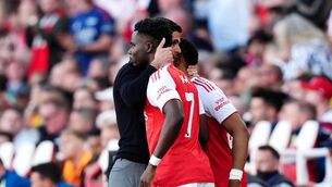 <p>ON FIRE: Arsenal manager Mikel Arteta speaks to Bukayo Saka. John Walton/PA Wire.</p>