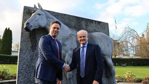 <p>Minister for Agriculture, Food and the Marine, Martin Heydon with David Mongey, newly appointed Chairperson of the Board of the Irish National Stud. </p>