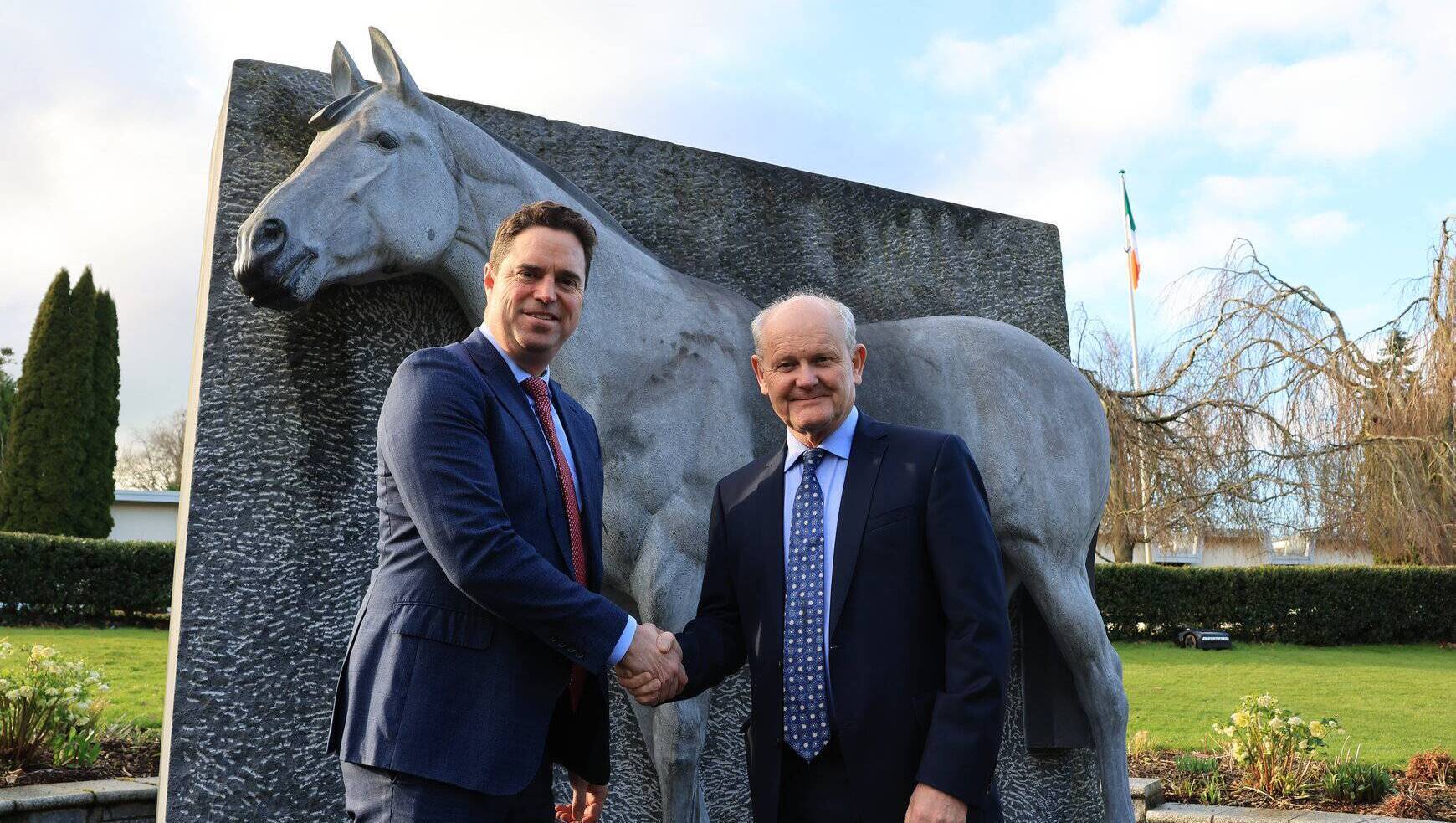 Minister for Agriculture, Food and the Marine, Martin Heydon with David Mongey, newly appointed Chairperson of the Board of the Irish National Stud. 
