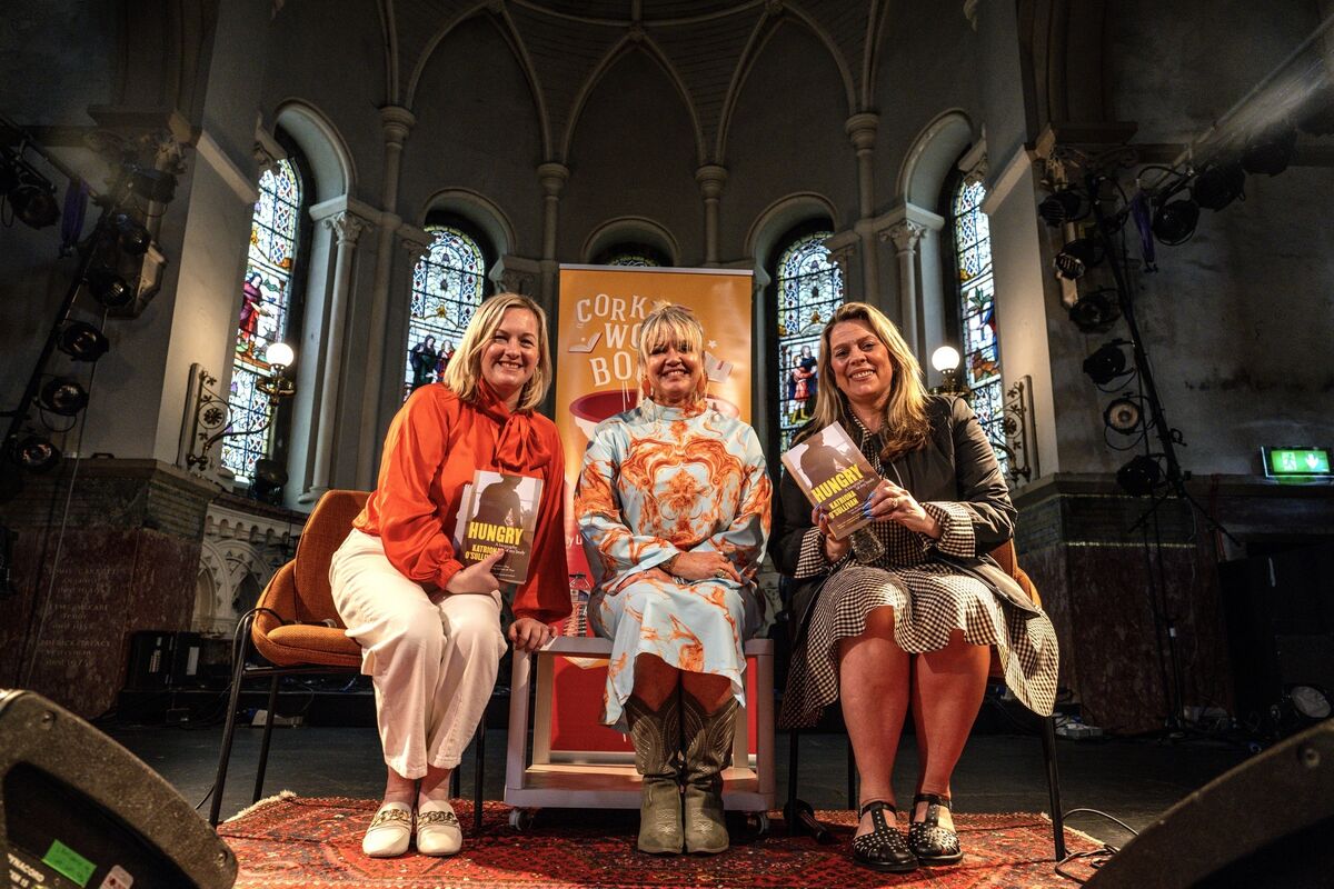 Deirdre O’Shaughnessy, Patricia Looney of Cork City Library, and Katriona O’Sullivan  at St Luke’s during Cork World Book Fest. 