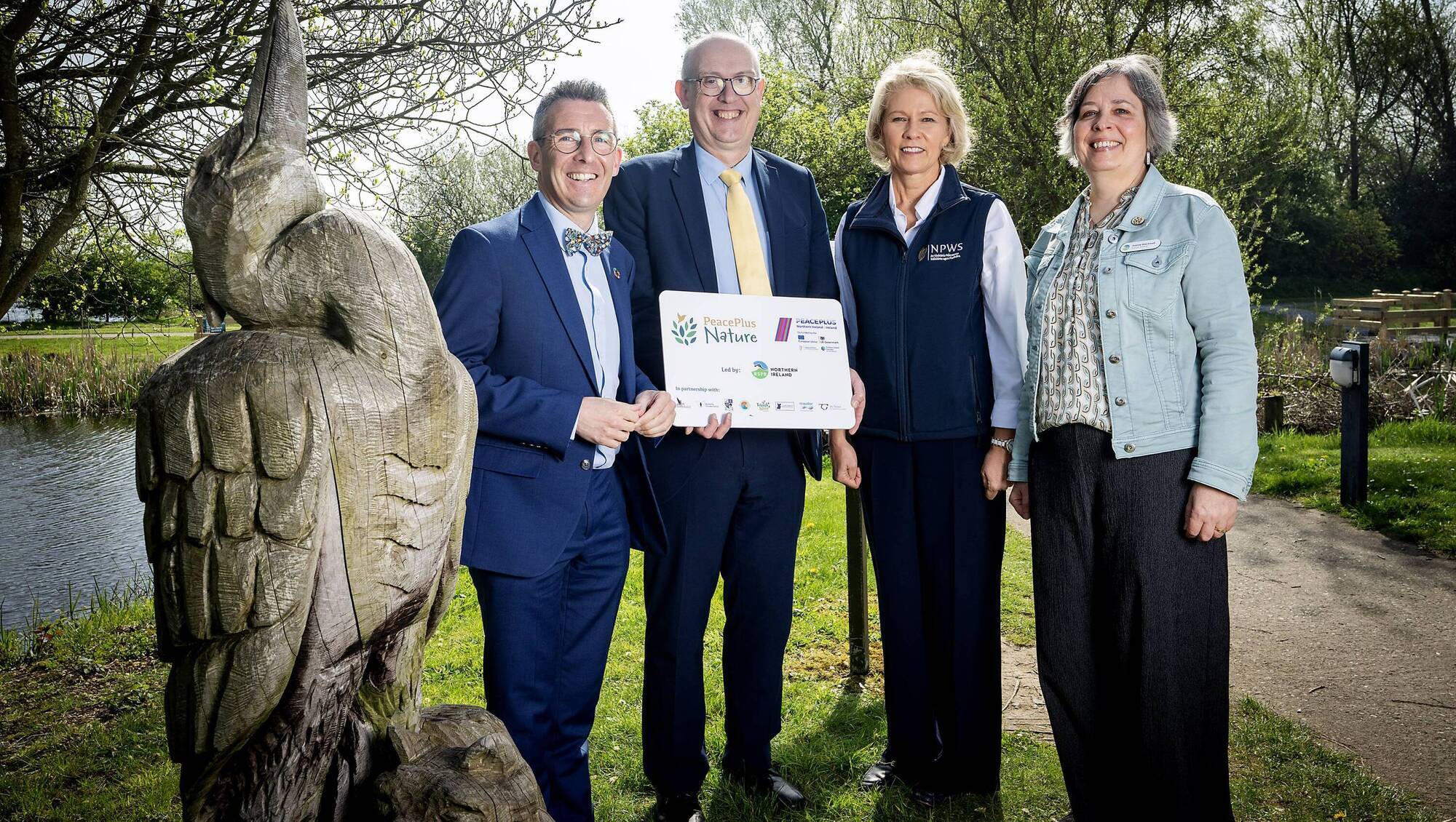 (Left to right) Andrew Muir, MLA, minister of agriculture, environment and rural affairs in Northern Ireland; Paul Sheridan, Special EU Programmes Body (SEUPB) director; Dr Claire Cooper, assistant principal in the Scientific Advice and Research Directorate of the National Parks and Wildlife Service, and Joanne Sherwood, RSPB Northern Ireland, director.
