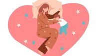Mother and Child Sleeping in Heart Shape - Graphic Illustration