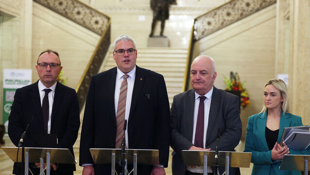 Keith Buchanan, Gavin Robinson, Trevor Clarke and Cheryl Brownlee (PA)