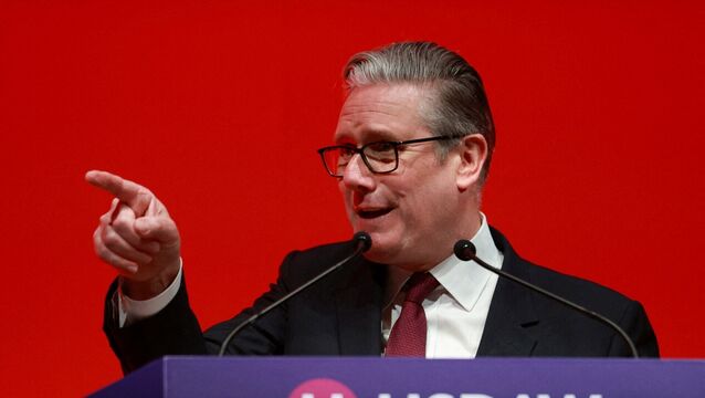 <p>British prime minister Keir Starmer delivers a speech  in Lancashire on Monday. Picture: Temilade Adelaja/PA</p>