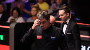 <p>Ronnie O’Sullivan’s bid for an eighth world title is over (Nigel French/PA).</p>