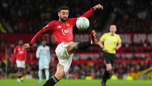 <p>Manchester United's Bruno Fernandes now has the assist record of Thierry Henry and Kevin De Bruyne in his sights. Pic: Martin Rickett/PA Wire.</p>