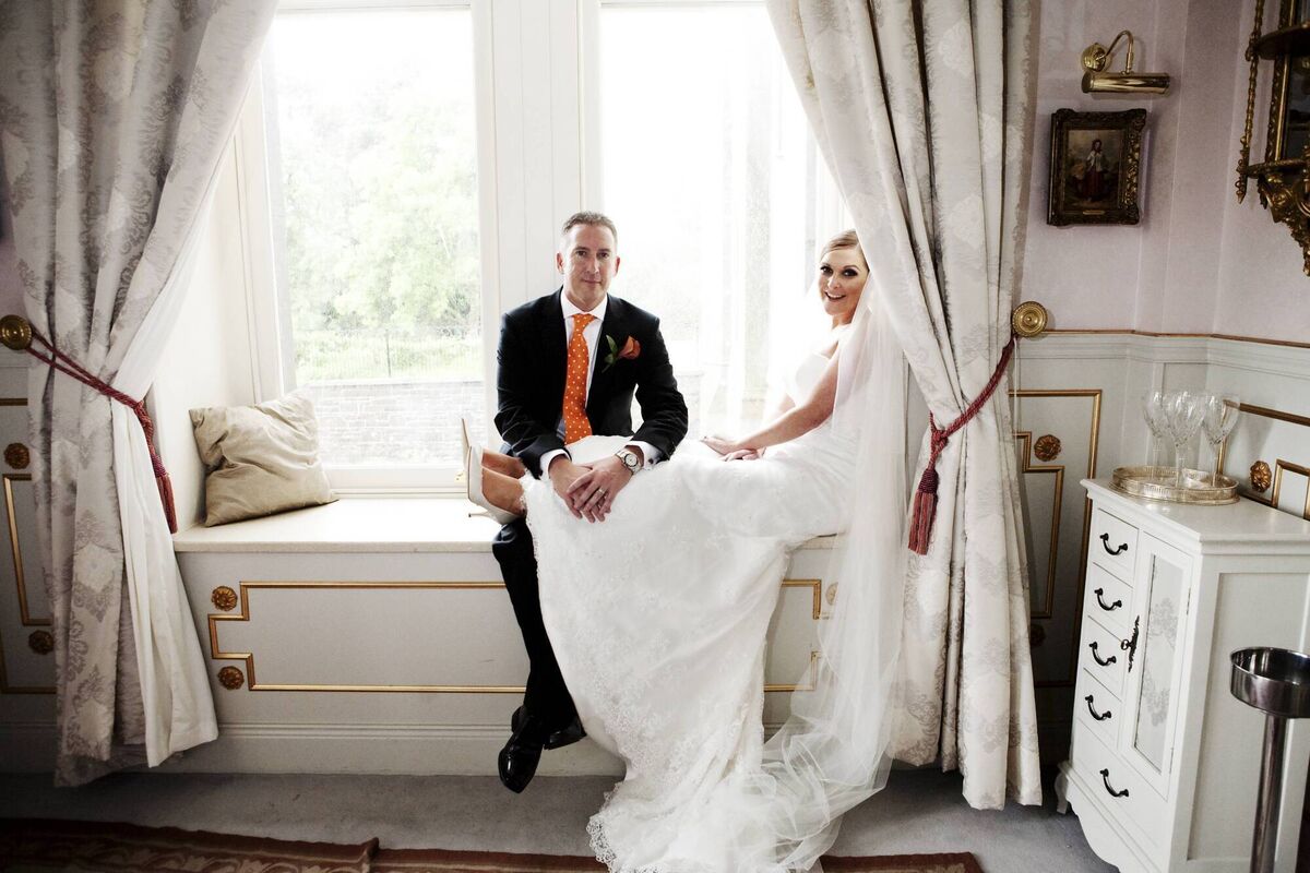 Caroline Downey and Barry relax on their wedding day. 'After that drama, a kind of calmness stayed with us for the rest of the run-up and to the day of the wedding.'